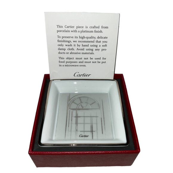 CARTIER Vintage Mini Jewelry Tray with Rue de la Paix Platinum Finish Motif - Picture 2 of 11